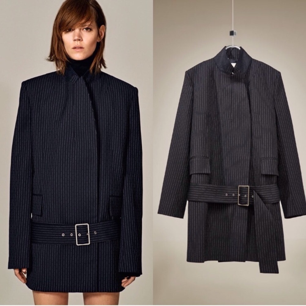 ZARA RARE STUDIO PINSTRIPE WOOL COAT BRAND NEW WITH TAGS BLOGGERS FAV